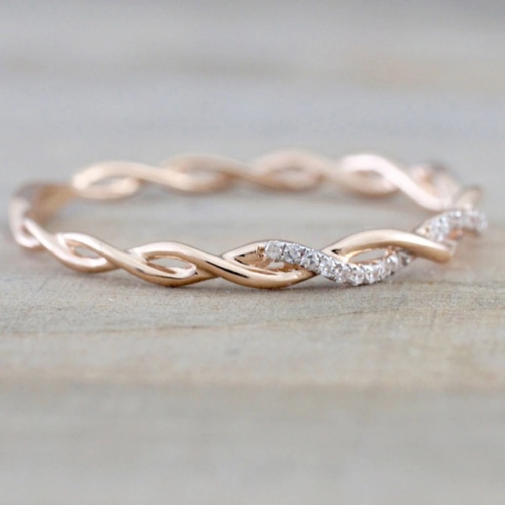 NEW!💙💎ROSE💗GOLD TONE! TWISTED RING💎💙CRYSTAL 7 - Picture 5 of 7